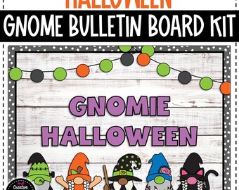 Tablón de anuncios de gnomos de Halloween - Decoración del aula