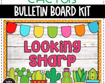 Tablón de anuncios o decoración de puerta con cactus - Tablón de anuncios de regreso a clases - Decoración del aula