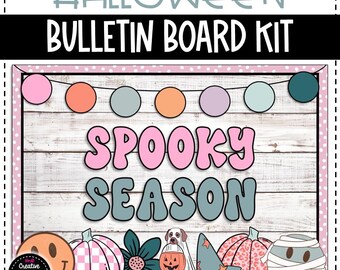Tablón de anuncios de Halloween con temática pastel - Decoración del aula