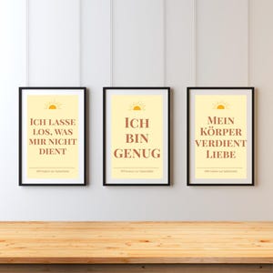 Affirmations Poster Set German | Boho Wall Art Self-Love | Digital Download | Mindfulness Quotes | Yoga Meditation Wall Decor