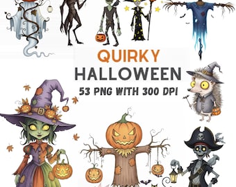 Desata tu imaginación esta temporada espeluznante con nuestro Quirky Halloween Clipart Mega Bundle — una colección