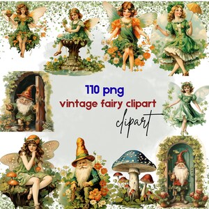 Vintage Fairy 110+ png | printable faerie kit | digital junk journal collage sheet | old antique fairytale pack | siren scrapbook