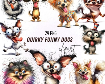 24 Funny Quirky Dogs 300 DPI Chihuahua  Creatures | Nursery Kid | Funny Dog Clipart Bundle, Quirky Dogs Clipart, Cute And Silly Dogs Png