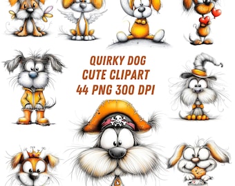 44 PNG Funny Dog Clipart Bundle | Cute Watercolor Puppy Graphics | Digital Download