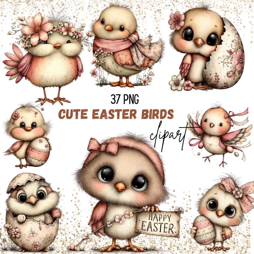 Easter Birds Clipart Bundle | Watercolor Spring Birds (37 PNG) Spring ...