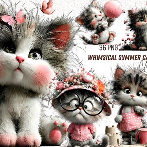 Sommarkatt, 35 PNG-clipart, sommarkatt, tropisk katt, digital, nedladdning, söt, katt, flytande, kattunge, clipart