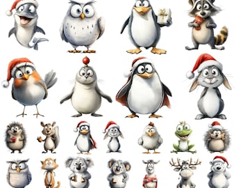 Quirky Animals: 27 PNG, 300 DPI Quirky Animal Faces | Woodland Creatures | Nursery Kid | (Commercial Use)