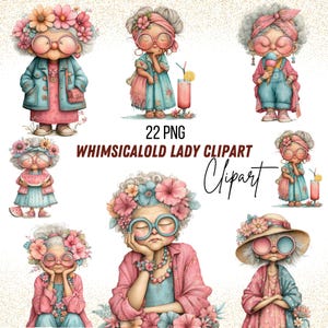 Verspielte Oma PNG Clipart Bundle