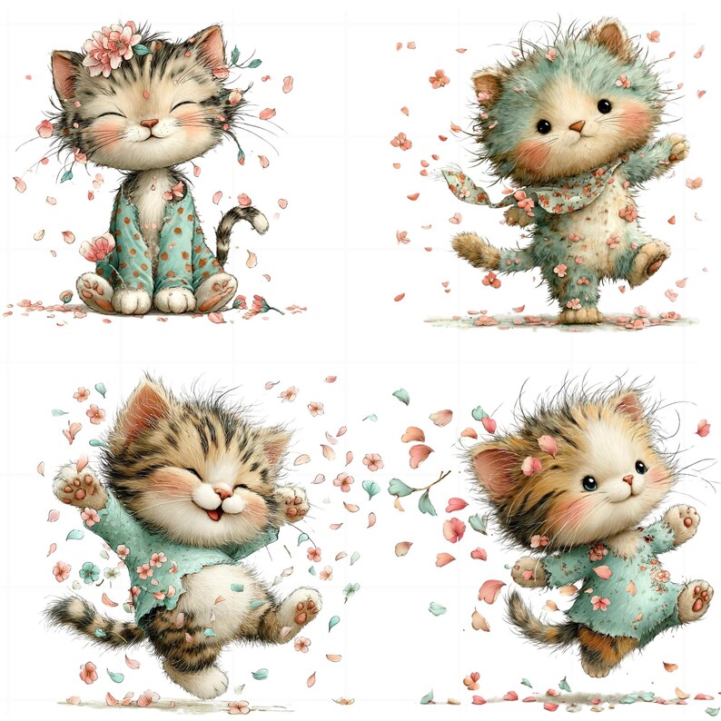 45 PNG Whimsical Cat Clipart – Cute Spring Cat With White Floral Crown ...