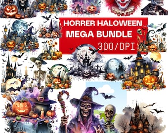 Halloween Png Bundle, Spooky Season Png, Halloween T-shirts Designs, Pumpkin Png, Ghost Png, Horror Png, Halloween Sublimation Designs