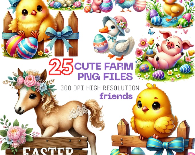 Quirky Cute Farm Animals Clipart | Cute Caricature Pets | Quirky Animal ...