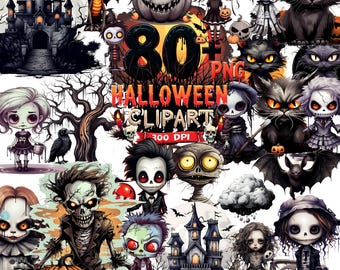 Vintage Halloween PNG Bundle: 300+ Horror Characters, Ghosts, Pumpkins (Digital Download)