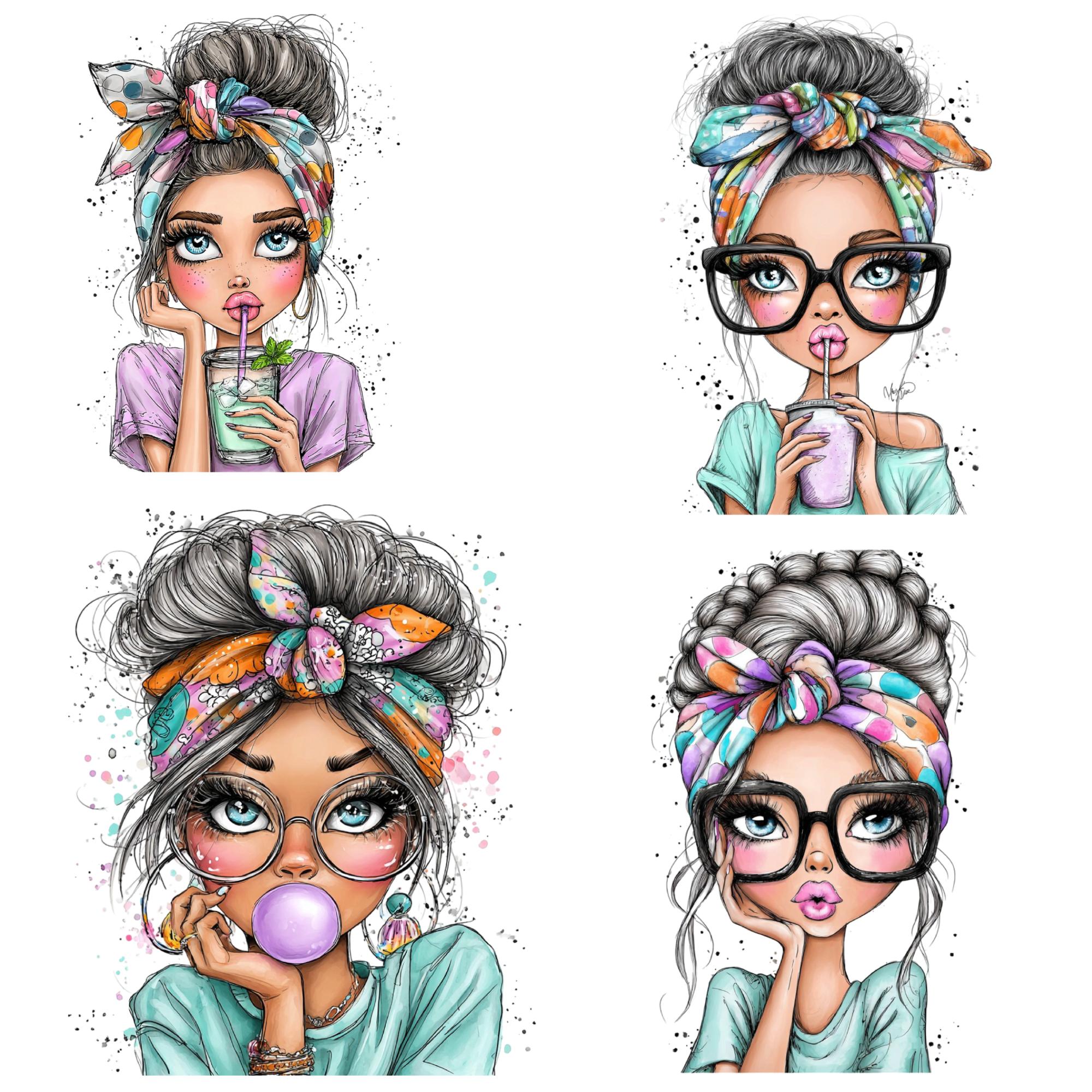 21 Png,s Whimsical Girl & Cofee Love Clipart: Sweet Graphics (digital ...