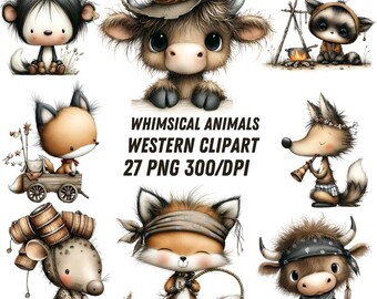 27 Funny Animals Megabundle Clipart, Silly owl, Cow Png, Caricature Pet Bundle Watercolor, Safari Illustration, Digital Print, Commercial