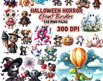 130+ Retro Halloween Png Bundle, Halloween Sublimation Designs, Spooky Season Png, Ghost T-shirt, Pumpkin Png, Fall Png, Retro Halloween Png