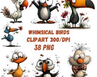 38  PNG Funny Bird Clipart PNG, Quirky Bird Illustrations Whimsical Birds, Crazy bird clip art, cute bird png cartoon bird faces, funny bird