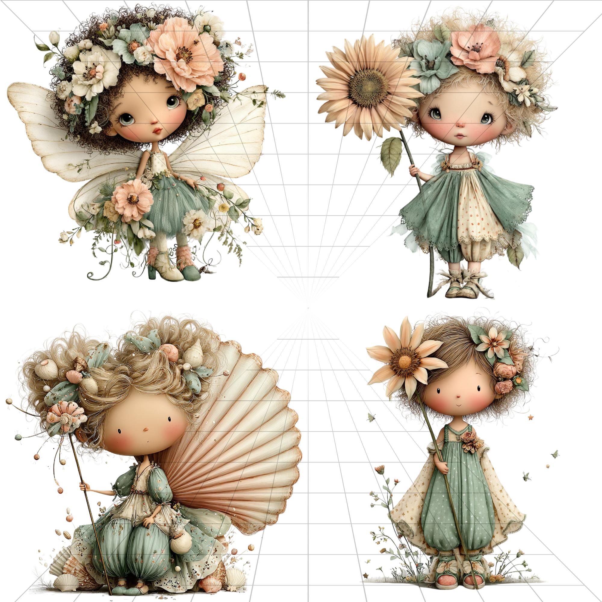 37 Watercolor Magical Garden Fairies Clipart, Fairy Garden Clipart ...