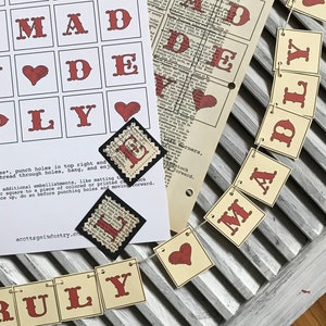 PRINTABLE Truly Madly Deeply Valentine Banner, Be Mine Bunting, Valentine&#39;s Day Swag