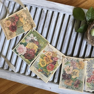 Frühling Papier Banner, Samen Paket Drucke Girlande, Garten Wimpelkette, Frühling Mantel Dekor, Osterbrunch Tischdekoration, Frühling