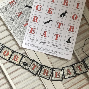 Striscione stampabile arancione e nero &quot;dolcetto o scherzetto&quot;, bandierine di Halloween, attenzione, gadget, decorazioni spettrali, decorazione da scaricare, HP2