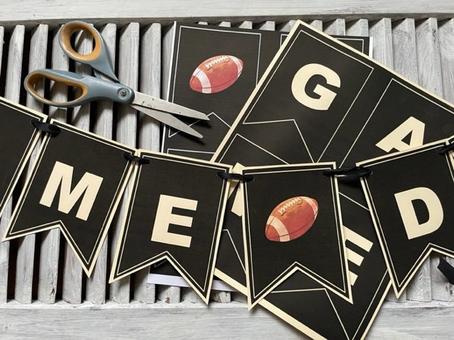 PRINTABLE Game Day Banner Football Bunting Football Party Decorations Playoff Decor Superbowl LVIII Garland Super Bowl58 PF1