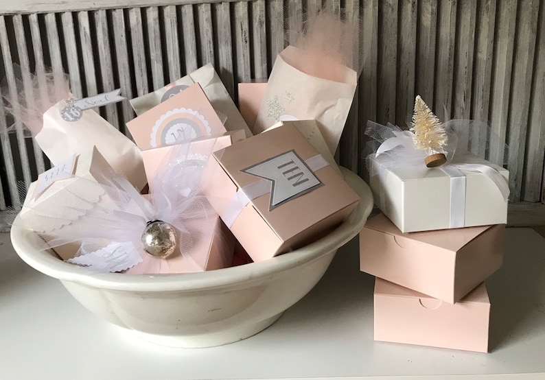 Advent Calendar Packaging Kit, Christmas Countdown Presents, Pastel Numbers Packaging Holiday Gifts, Kids, Blush Pink Coral Color Christmas image 1