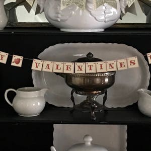 PRINTABLE Tiny Happy Valentines Day Banner | Be Mine Swag, Valentine&#39;s Day Bunting, Kitchen Decor, Mantel Decorations