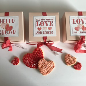 Valentine Cookie Boxes Ensemble de trois, Sweetheart Baked Goods, Contenants alimentaires, Treat Box