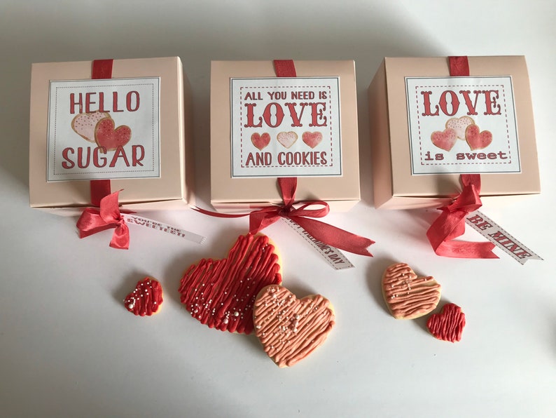 Valentine Cookie Boxes Set of Three Sweetheart Baked Goods Etsy