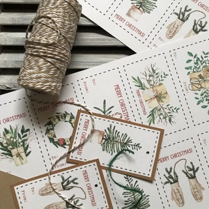 PRINTABLE Christmas Gift Tags, Boho Holiday Decor, Place Cards