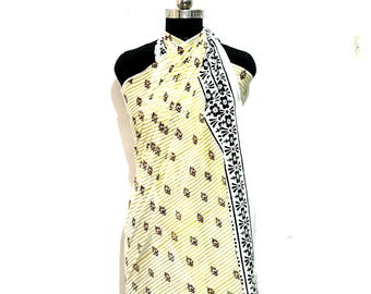 Pareo de algodón estampado a mano, suave tela de voile para la playa