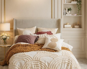 New Turfting Cotton Duvet Cover and Matching Pillowcase, Boho Bedding Set Twin King Size