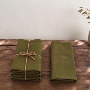 Juego de servilletas de algodón verde oliva, servilletas de algodón lavado para cena, servilletas de tela reutilizables, decoración rústica de mesa estilo granja, servilletas para mesa de boda.