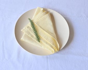 Pastel Yellow Cotton Napkins, Shabby Chic Table Decor