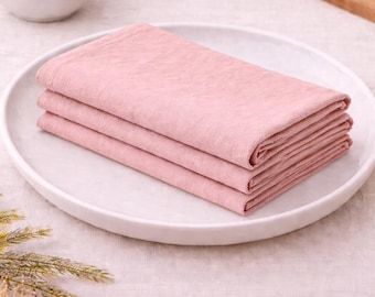 Servilletas de algodón rosa rubor, servilletas suaves de algodón con acabado lavado a la piedra para cenas, servilletas de algodón para bodas.