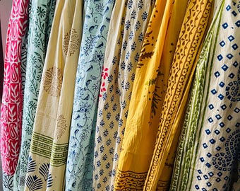 Hand Block Print Cotton Beach Sarong: Soft Voile Swimsuit Cover-Up