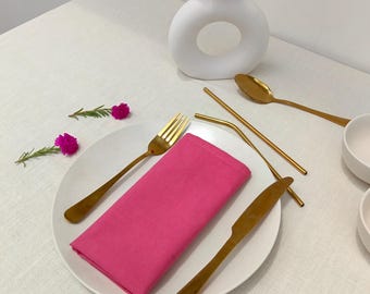 Handmade Pink Cotton Napkins, Soft Reusable Dinner Napkins, Farmhouse Table Linen, Wedding & Holiday Dining Decor