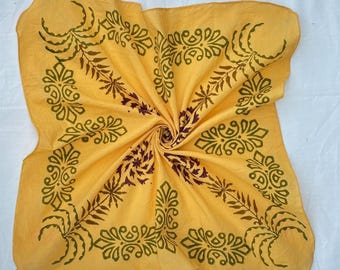 Hand Block Printed Cotton Bandana | Boho Floral Head Scarf