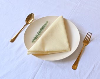 Yellow Pastel Cotton Napkins: Rustic Wedding Table Decor