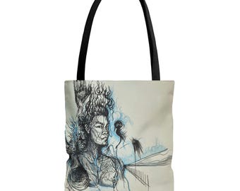 Bolso de mano de arte abstracto: elegante bolso de lona de poliéster