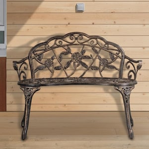 Vintage Aluminum, Garden Bench, Metal Bench, Metal Park Bench, Antique Bronze Bench for Indoors, Outdoors, Yard, Entryway
