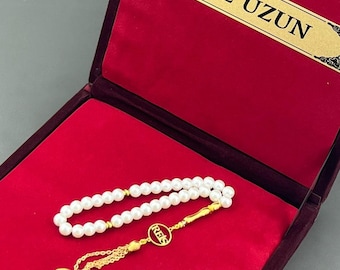 Rosario personalizado, Tesbih con nombre personalizado, regalo para él, regalo islámico, regalo musulmán, regalo de Ramadán, regalo de Eid, Tasbih de cuentas blancas