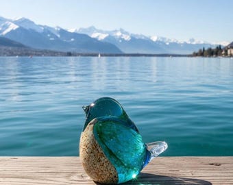 Blown Glass Bird Figurine, Unique Home Decor