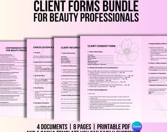 Professionelles Salon-Kundenformular-Paket | Einverständniserklärungen & Dokumentationsformulare | Bearbeitbare Canva-Vorlage | Digitaler Download