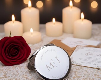 Personalized Engraved Pocket Makeup Mirror, Bridesmaid Thank You Gift, Bridal Shower
