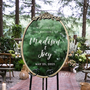 Welcome To The Wedding Sign Personalized ~ Mirror Decal ~ Vinyl Die-Cut Decal ~ Custom Size and Color~ Custom Text - DIY Wedding Sign