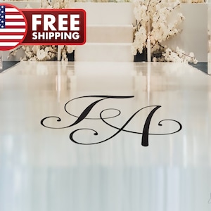 Custom Wedding Dance Floor Decal ~ Personalized Monogram of Bride and Groom ~ Initials ~ SAFE for FLOORS ~ Custom Size and Color