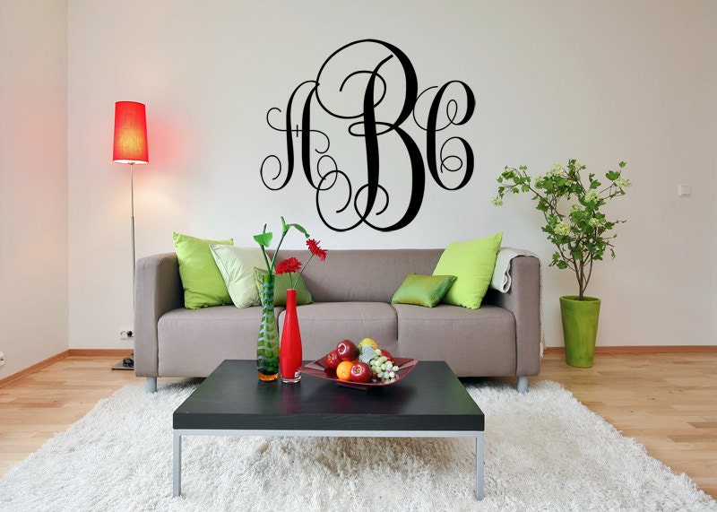 FREE SHIPPING Monogram Wall Decal Custom Size and Etsy