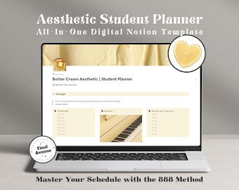 Ästhetik Studenten Planer Notion Template Buttercreme Academia Studie Dashboard Aufgabe Tracker Habit Tracker Wochenplaner
