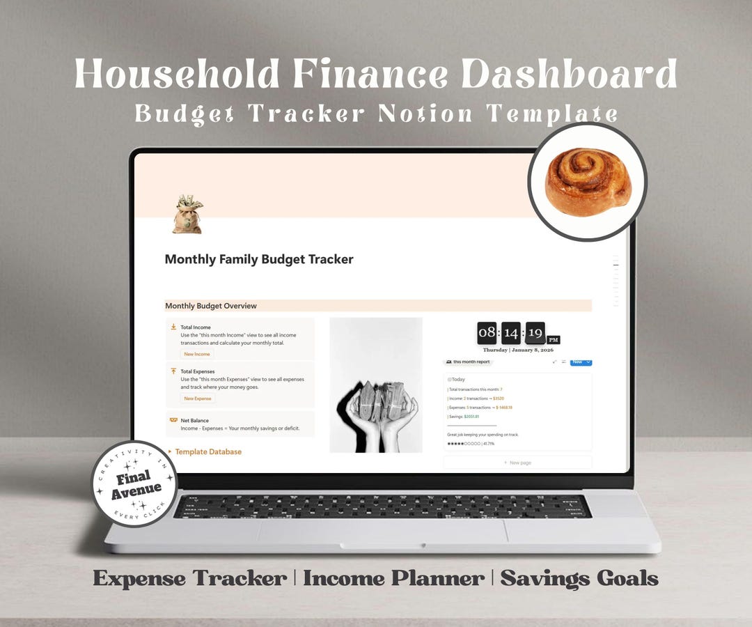 Monthly Budget Tracker Notion Template Family Expense Tracker Income ...